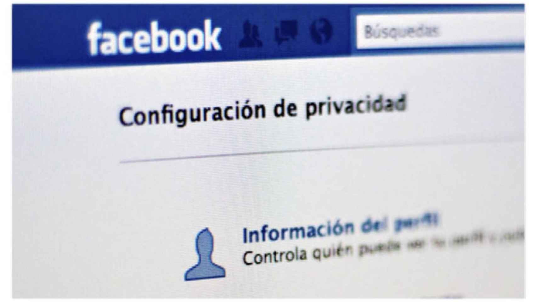 Página de configuración de privacidad de Facebook