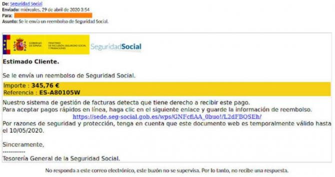 El falso e-mail mandado por la Seguridad Social fraudulenta / TWITTER