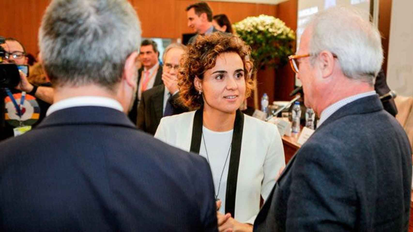 Dolors Montserrat, ministra de Sanidad, en la presentación de la candidatura de Barcelona para acoger la Agencia Europa del Medicamento en Bruselas el miércoles / EFE