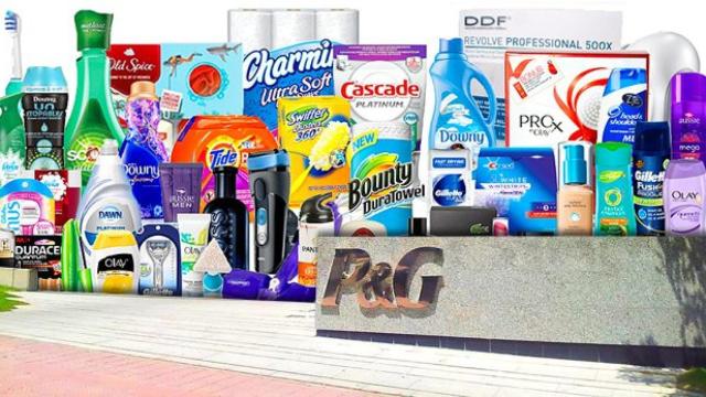 Entrada de la sede de P&G España en la localidad madrileña de Alcobendas y productos del grupo / FOTOMONTAJE DE CG