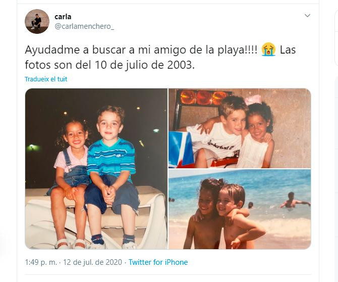 La llamada de Carla para encontrar a su amigo de verano en Twitter / TWITTER