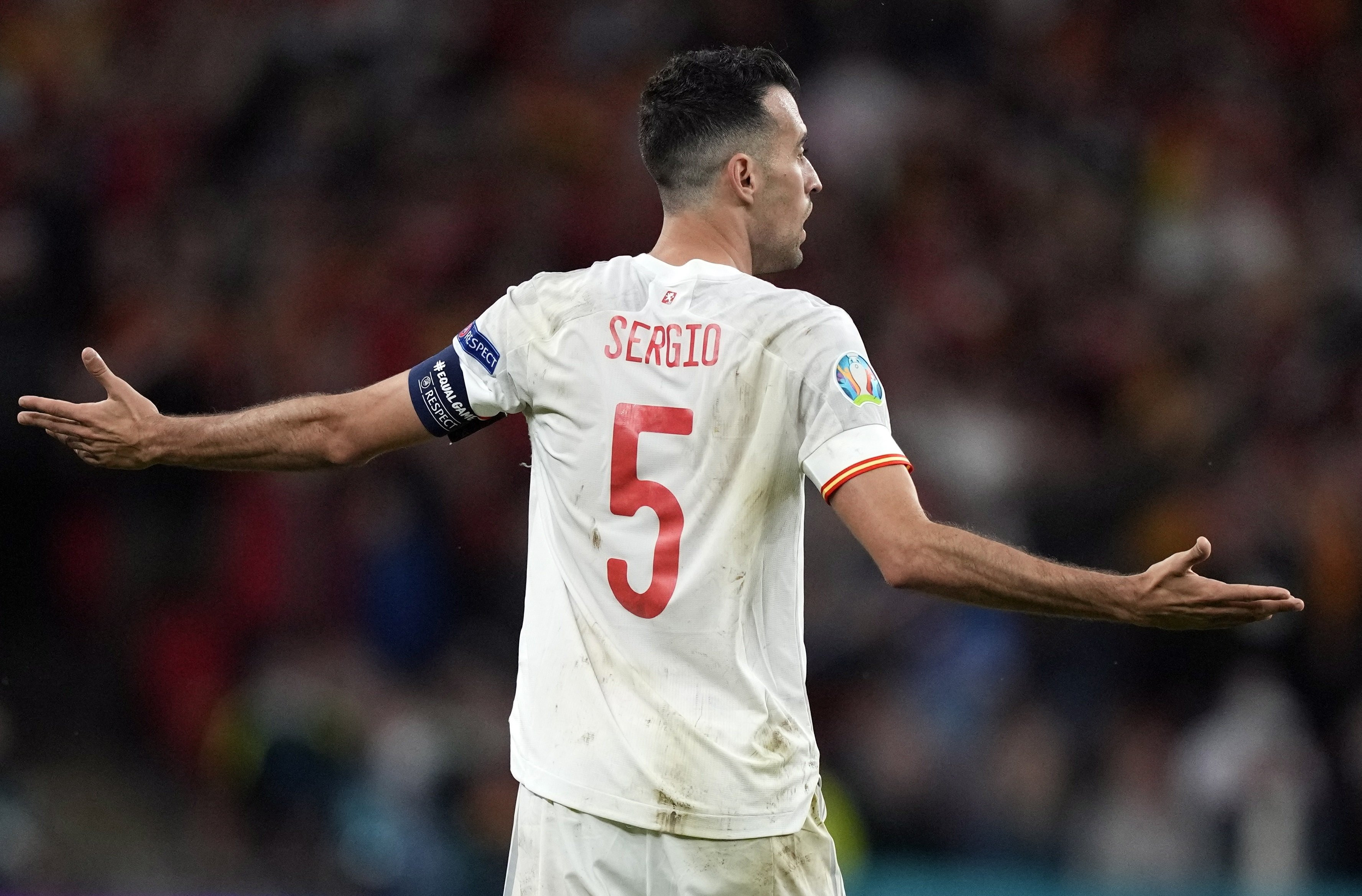 Sergio Busquets, jugador del Barça y de la selección española, en un instante del partido contra Italia / EFE