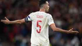 Sergio Busquets, jugador del Barça y de la selección española, en un instante del partido contra Italia / EFE