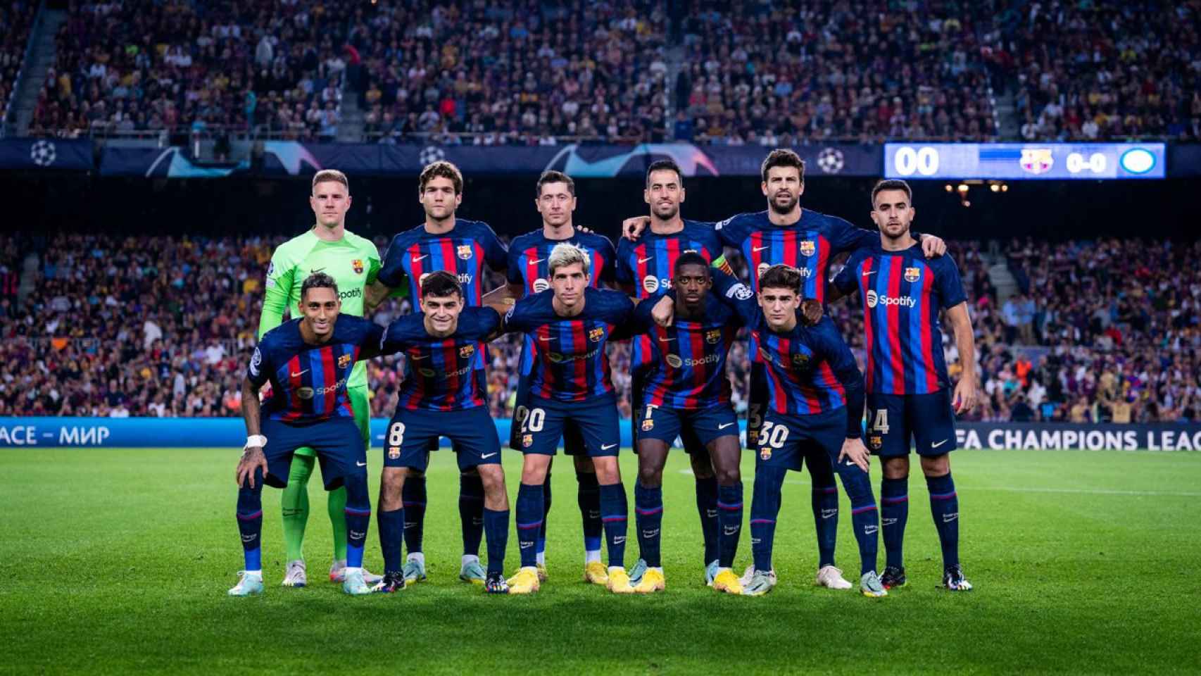 Alineación del FC Barcelona contra el Inter de Milán en el Camp Nou / FCB