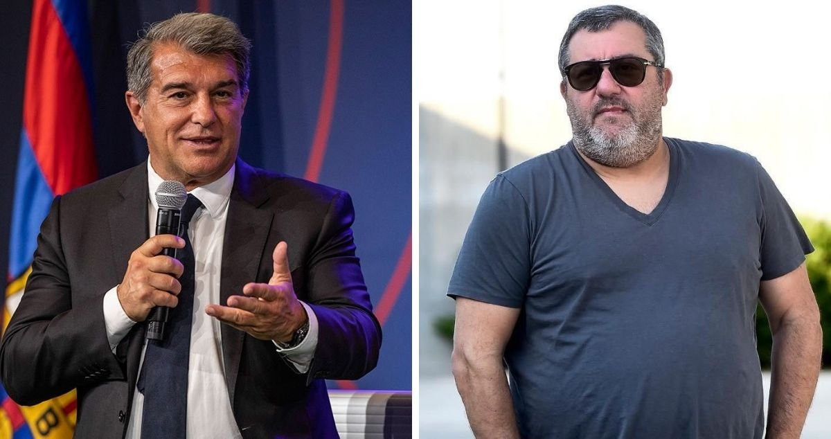 Joan Laporta y Mino Raiola en un fotomontaje / Culemanía