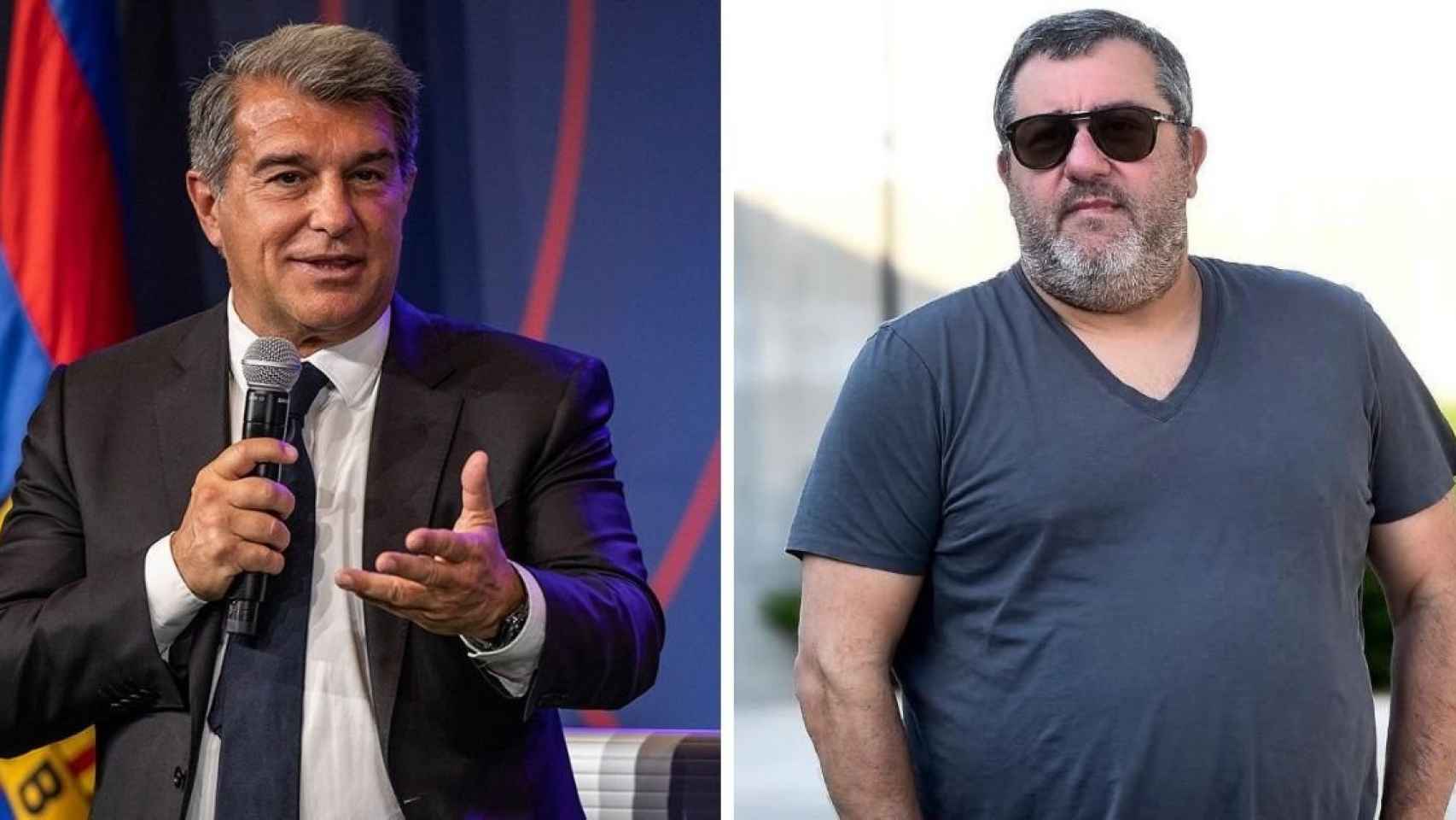 Joan Laporta y Mino Raiola en un fotomontaje / Culemanía