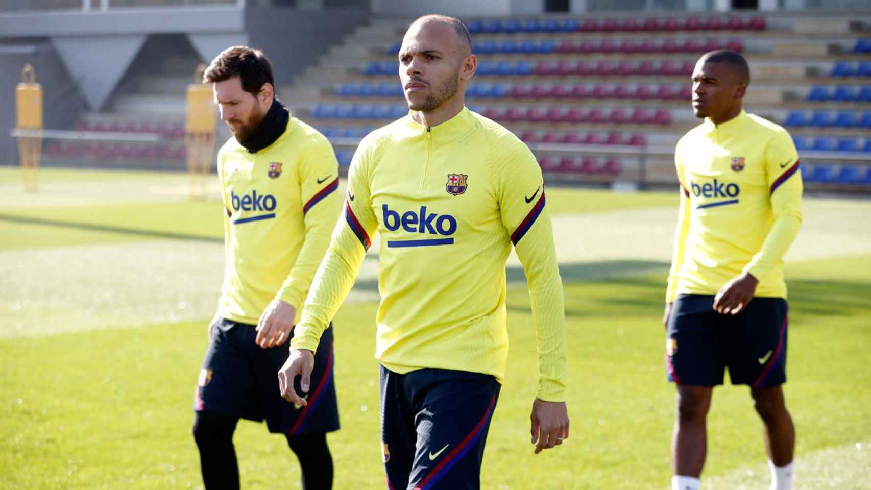 Martin Braithwaite, en un entrenamiento del Barça | FCB