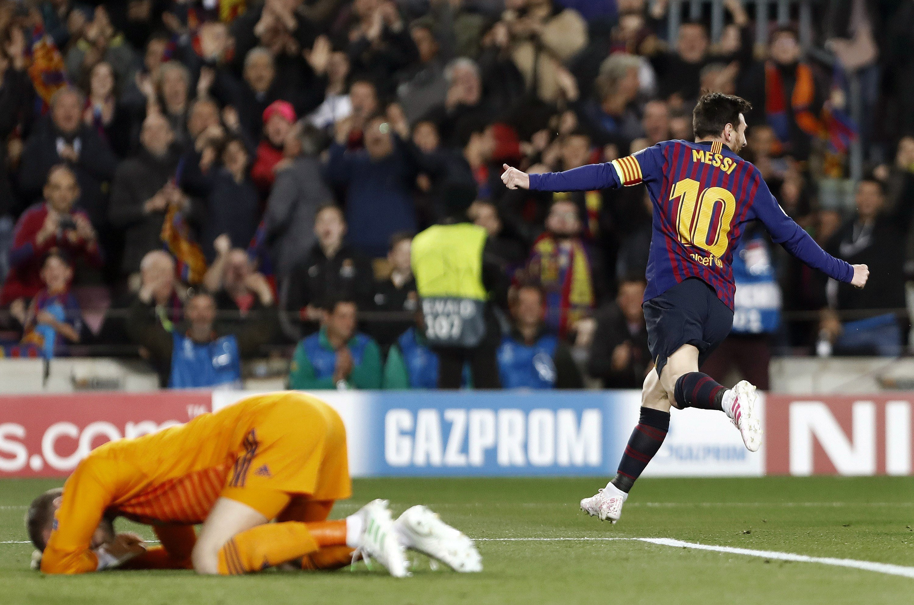 Messi celebrando un gol contra el Manchester United / EFE