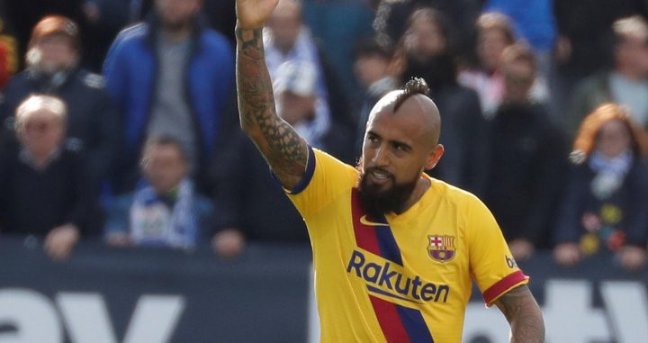 Vidal fue protagonista en Butarque tras conseguir el gol de la victoria/ EFE