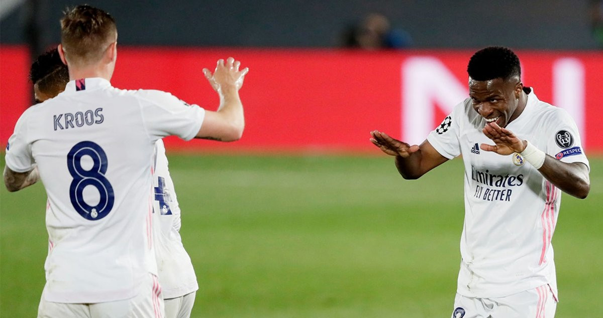 Vinicius y Toni Kroos celebrando su gol ante el Liverpool / REDES