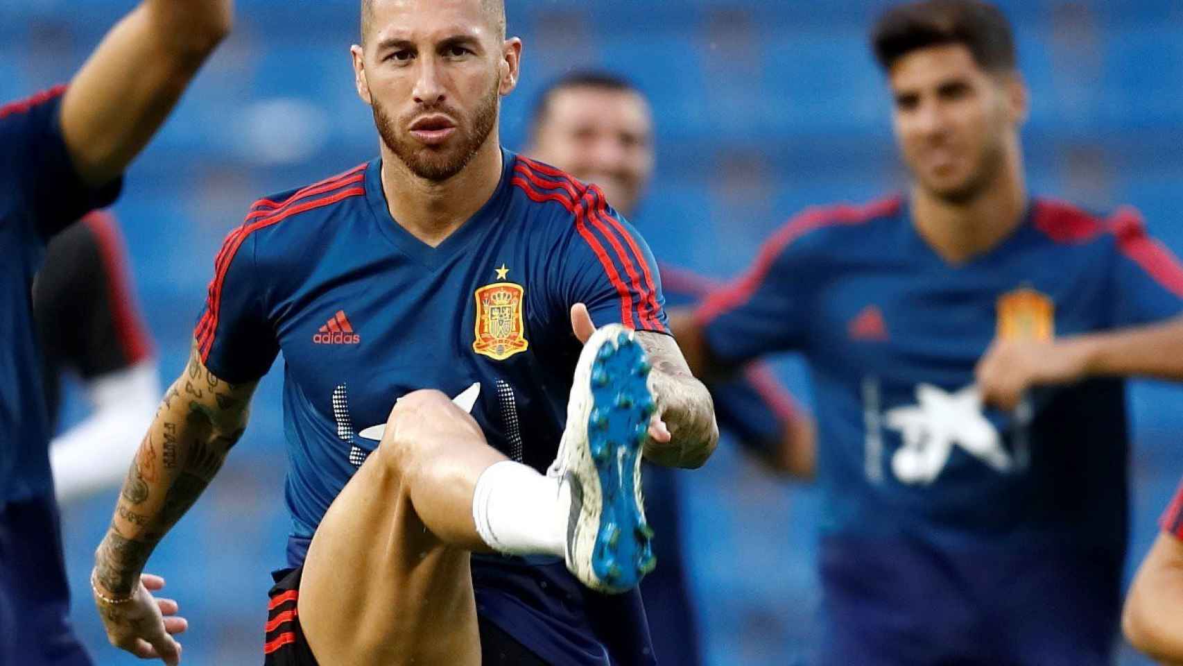 Sergio Ramos en un entrenamiento con la selección / EFE