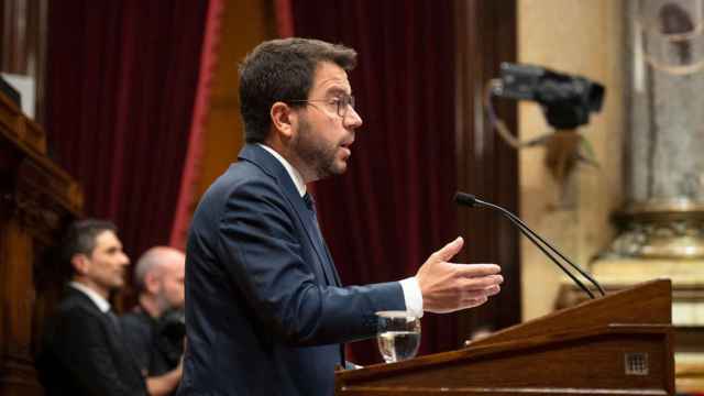 Pere Aragonès, presidente de la Generalitat, en una alocución en el Parlament, donde no se debatirá una moción sobre la Renta Básica Universal / EP