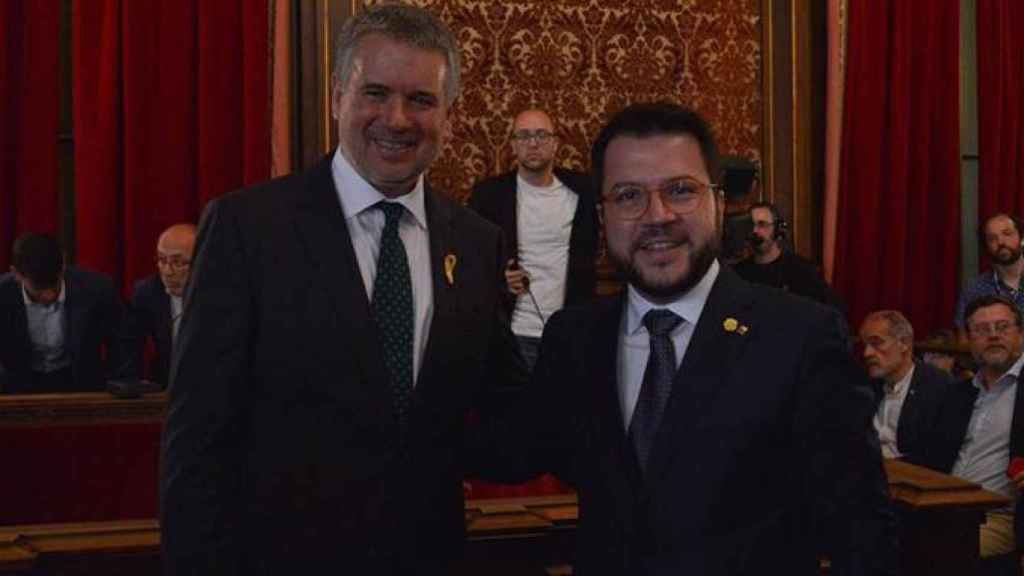 El alcalde de Tarragona, Pau Ricomà (ERC) y el presidente en funciones del Govern, Pere Aragonès, en una imagen de archivo / ERC