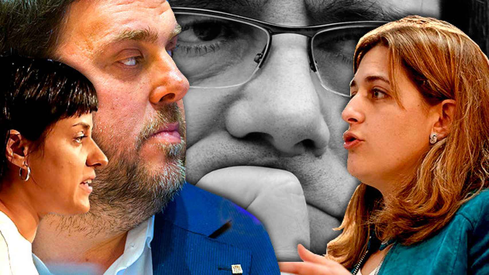 Anna Gabriel (CUP), Oriol Junqueras (ERC), Marta Pascal (PDeCat) y el presidente Carles Puigdemont / CG