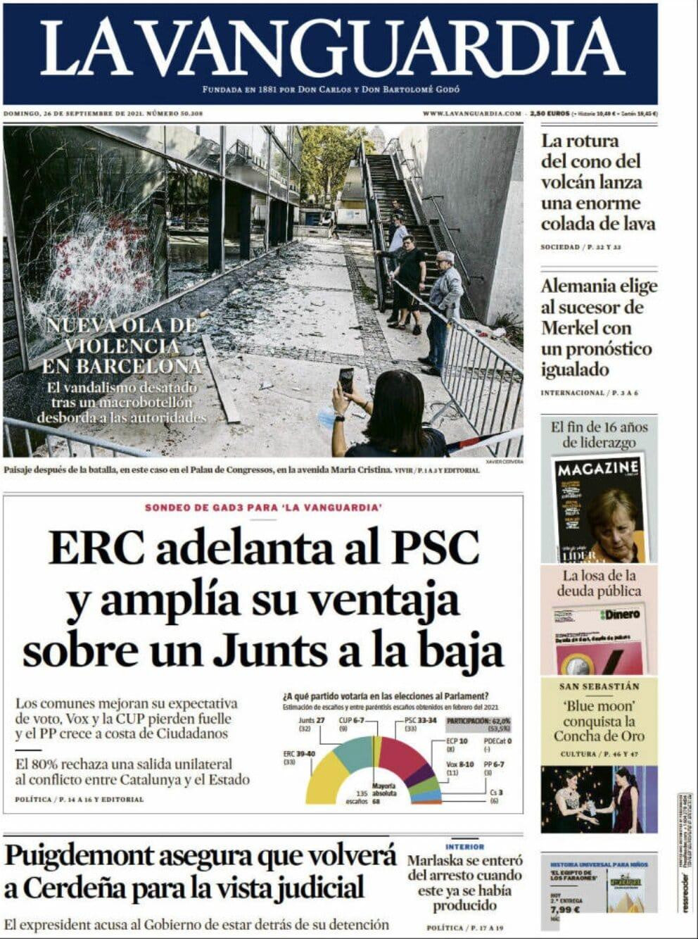 Portada de 'La Vanguardia' del 26 de septiembre de 2021 / KIOSKO.NET