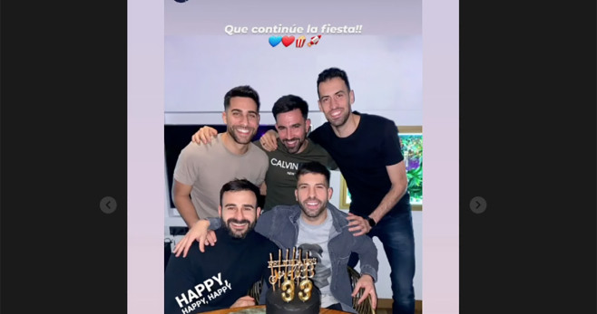 Jordi Alba y Sergio Busquets, juntos en el cumpleaños del de L'Hospitalet / Instagram