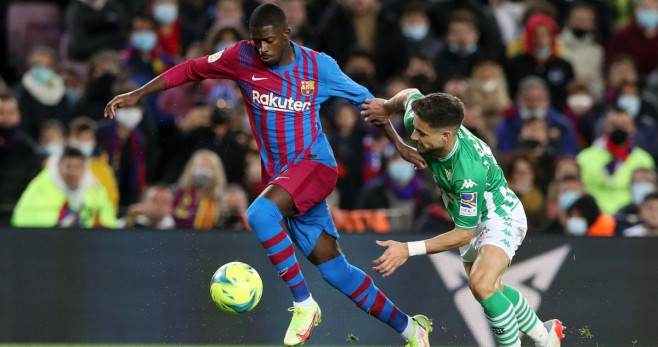 Dembelé, en el partido de Liga de esta temporada entre el Barça y el Betis / FCB