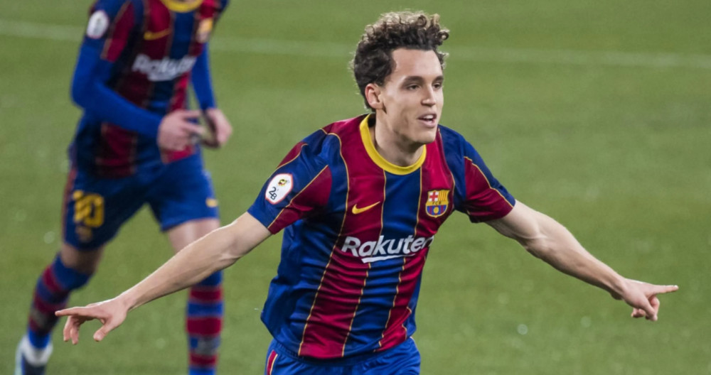 Jandro Orellana celebrando su gol contra el Olot / FC Barcelona