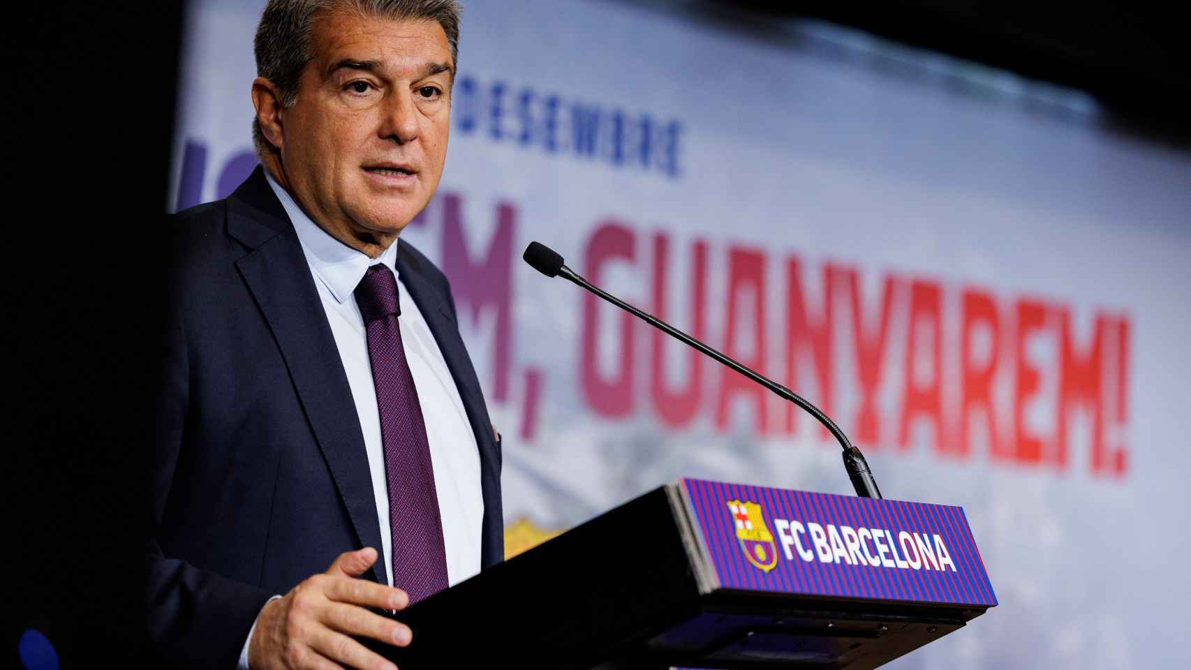 Joan Laporta, durante la presentación de los resultados del forensic ante los socios / FCB