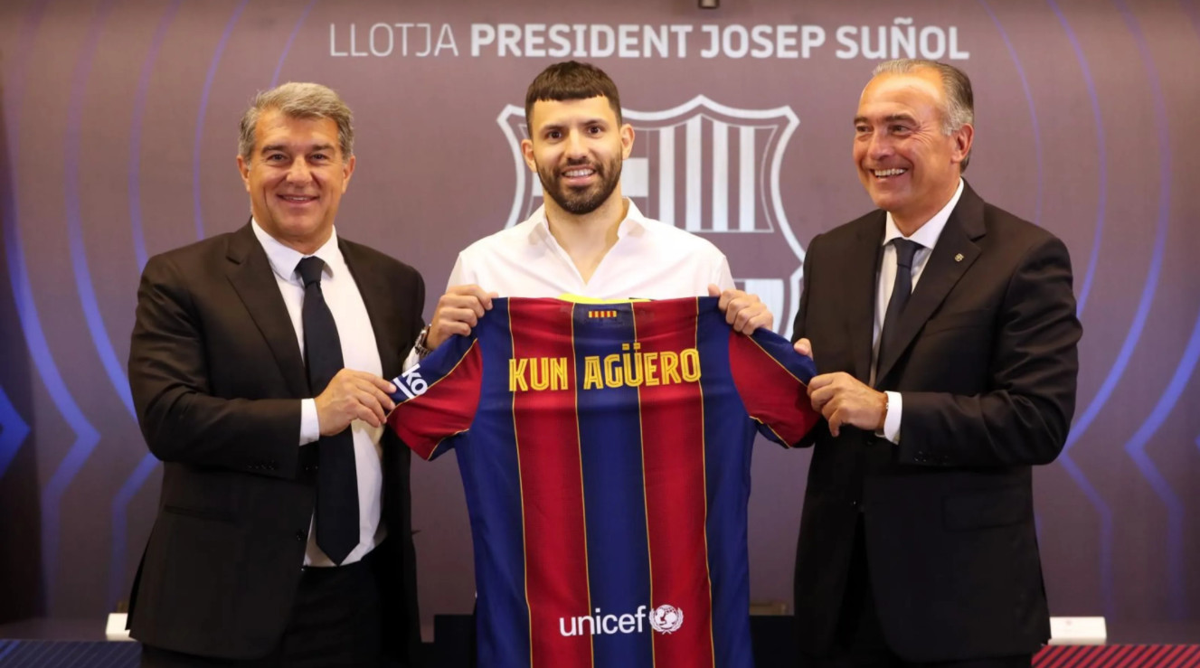 Agüero en su presentación como jugador del Barça / FC Barcelona