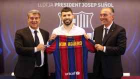 Agüero en su presentación como jugador del Barça / FC Barcelona