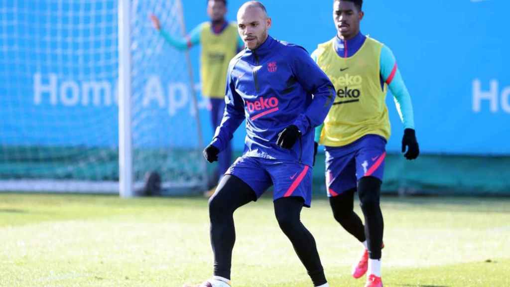 Braithwaite en el entrenamiento previo a la Supercopa de España / FC BARCELONA