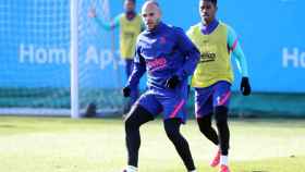 Braithwaite en el entrenamiento previo a la Supercopa de España / FC BARCELONA