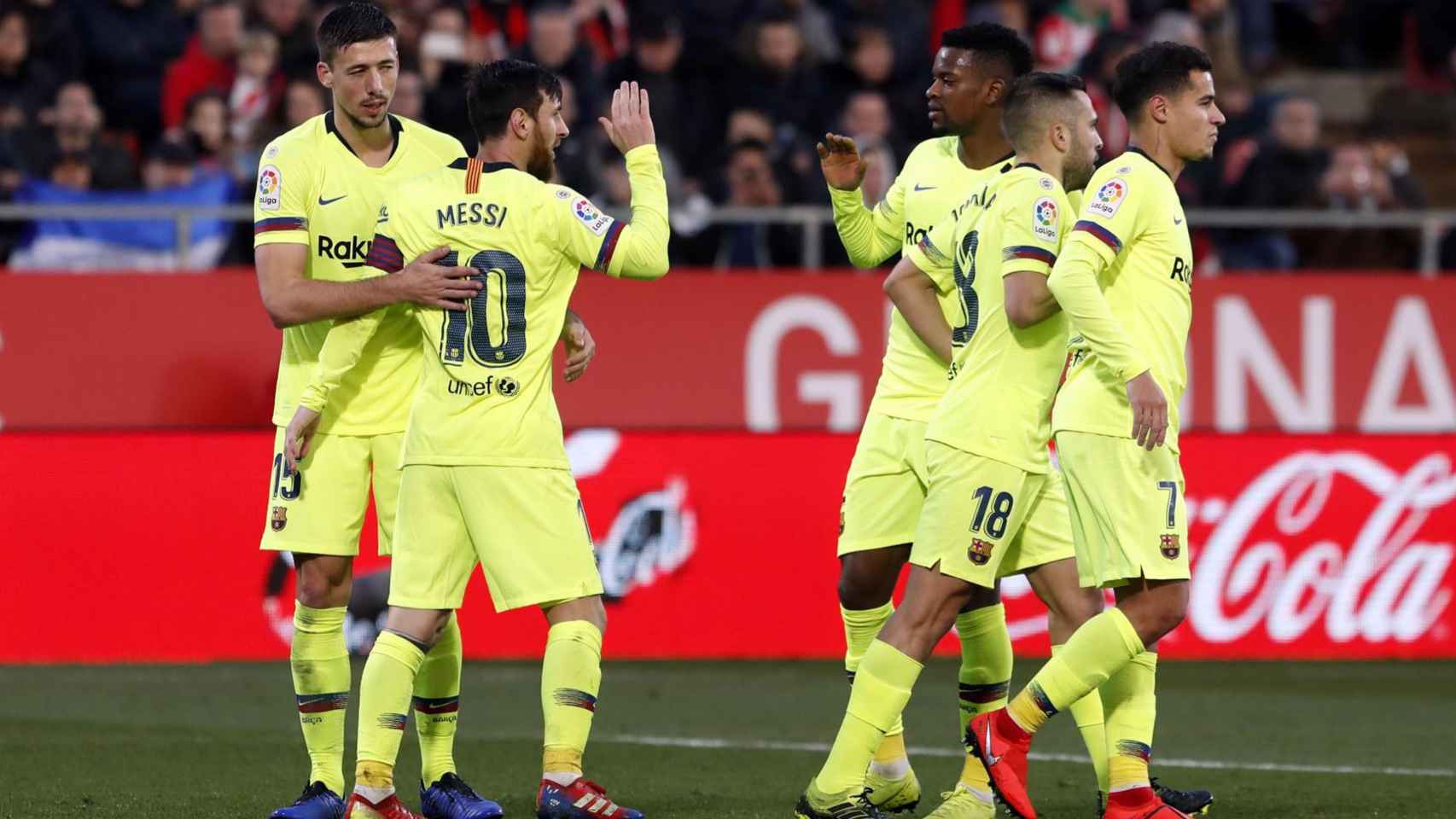 Los jugadores del Barça celebrando un gol | EFE