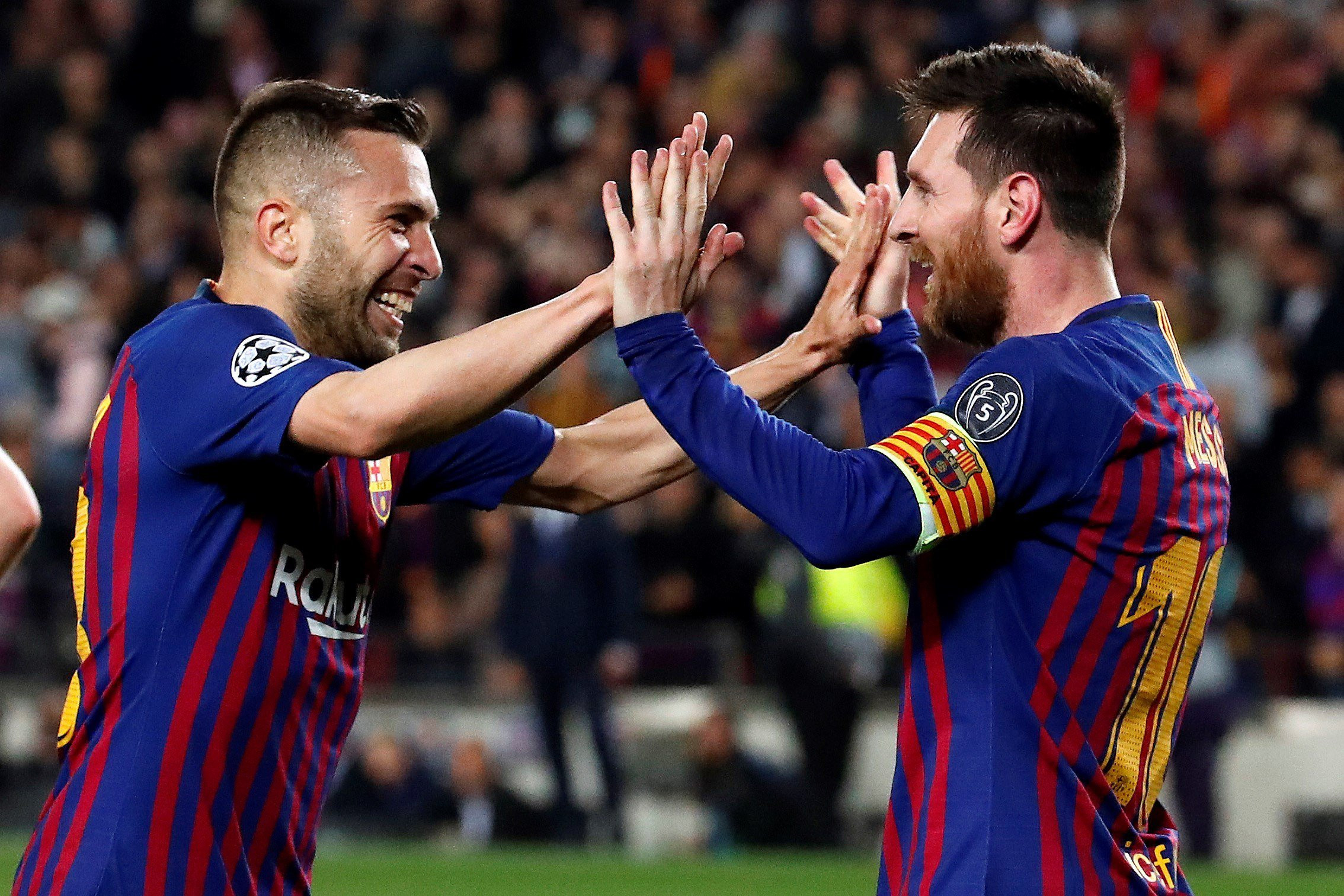 Una foto de Jordi Alba y Leo Messi durante el Barça - Liverpool / EFE