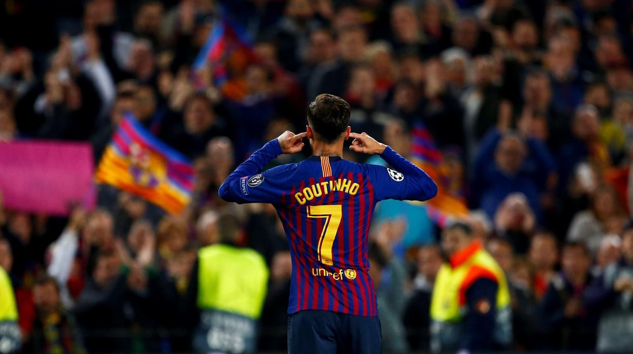 Philippe Coutinho celebra su tanto ante el Manchester United / EFE