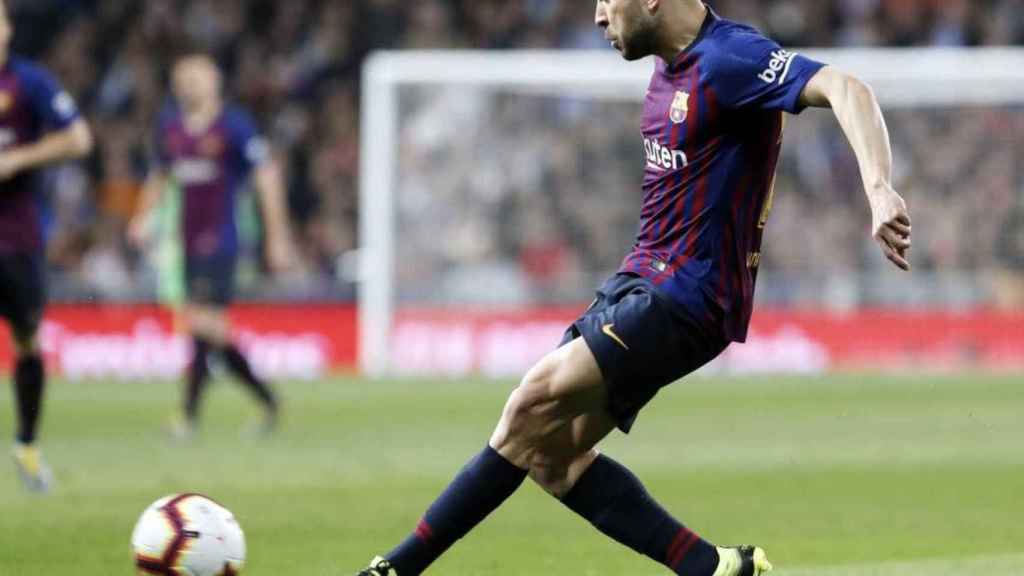 Una foto de Jordi Alba  durante un partido con el Barça / FCB