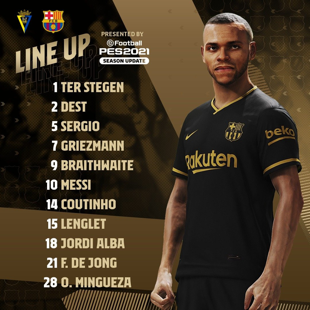 Once titular del Barça contra el Cádiz / Redes