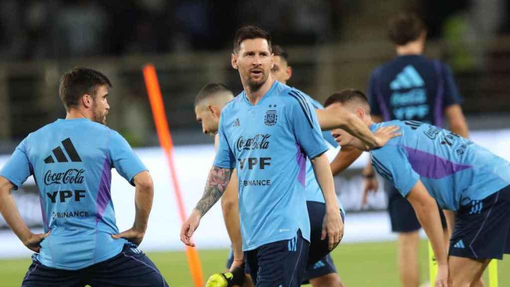 Leo Messi, durante uno de los entrenamientos con la selección de Argentina / EFE