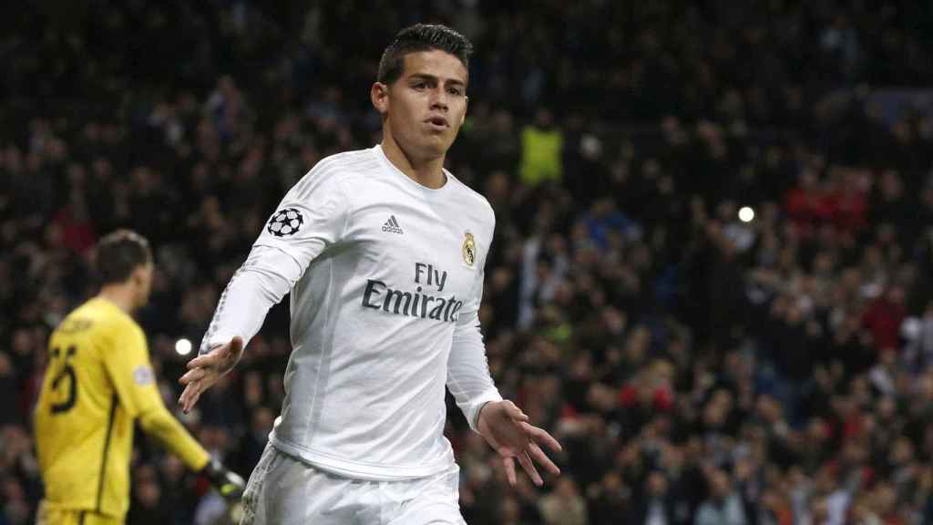 James Rodríguez celebra un tanto con el Real Madrid / EFE