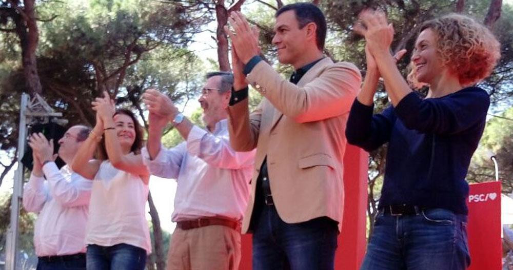 Miquel Iceta, Eva Grandos, Manuel Cruz, Pedro Sánchez y Meritxell Batet en la Fiesta de la Rosa del PSC en Barcelona / PSC