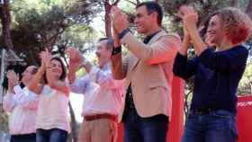 Miquel Iceta, Eva Grandos, Manuel Cruz, Pedro Sánchez y Meritxell Batet en la Fiesta de la Rosa del PSC en Barcelona / PSC