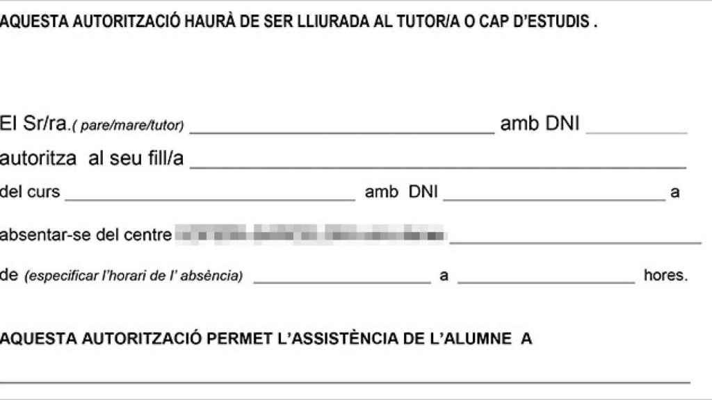 Movilización de escolares: autorización de ausencia escolar / CG