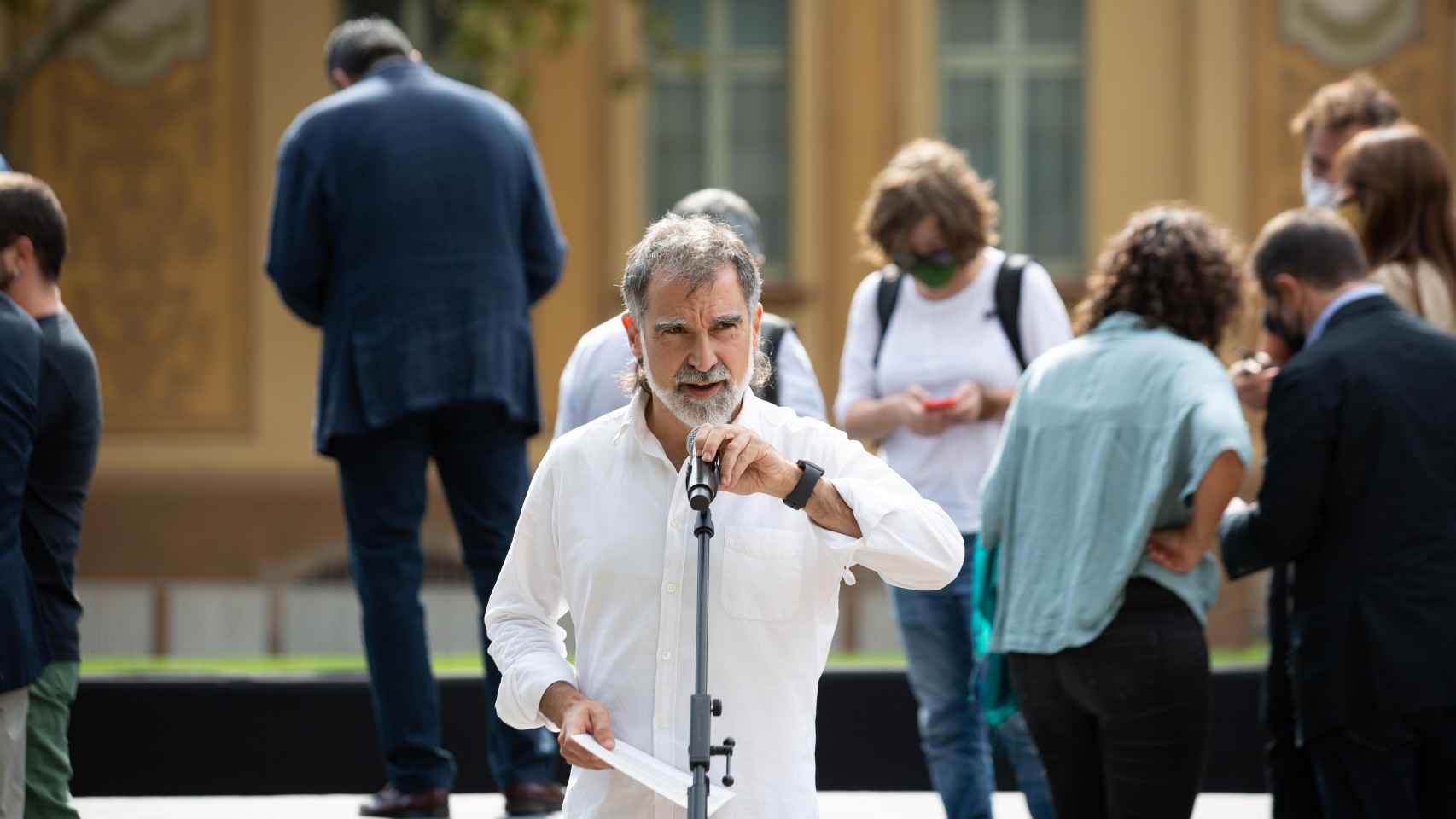 El presidente de Òmnium, Jordi Cuixart, durante el cuarto aniversario del 1-O / EUROPA PRESS