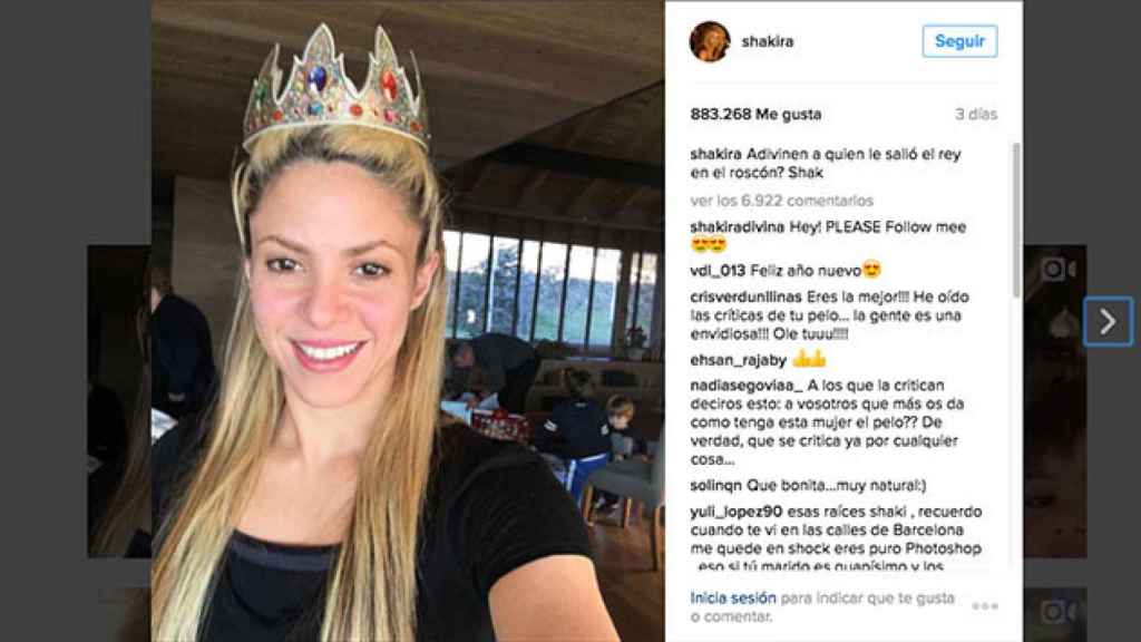 La polémica fotografía difundida por Shakira / INSTAGRAM