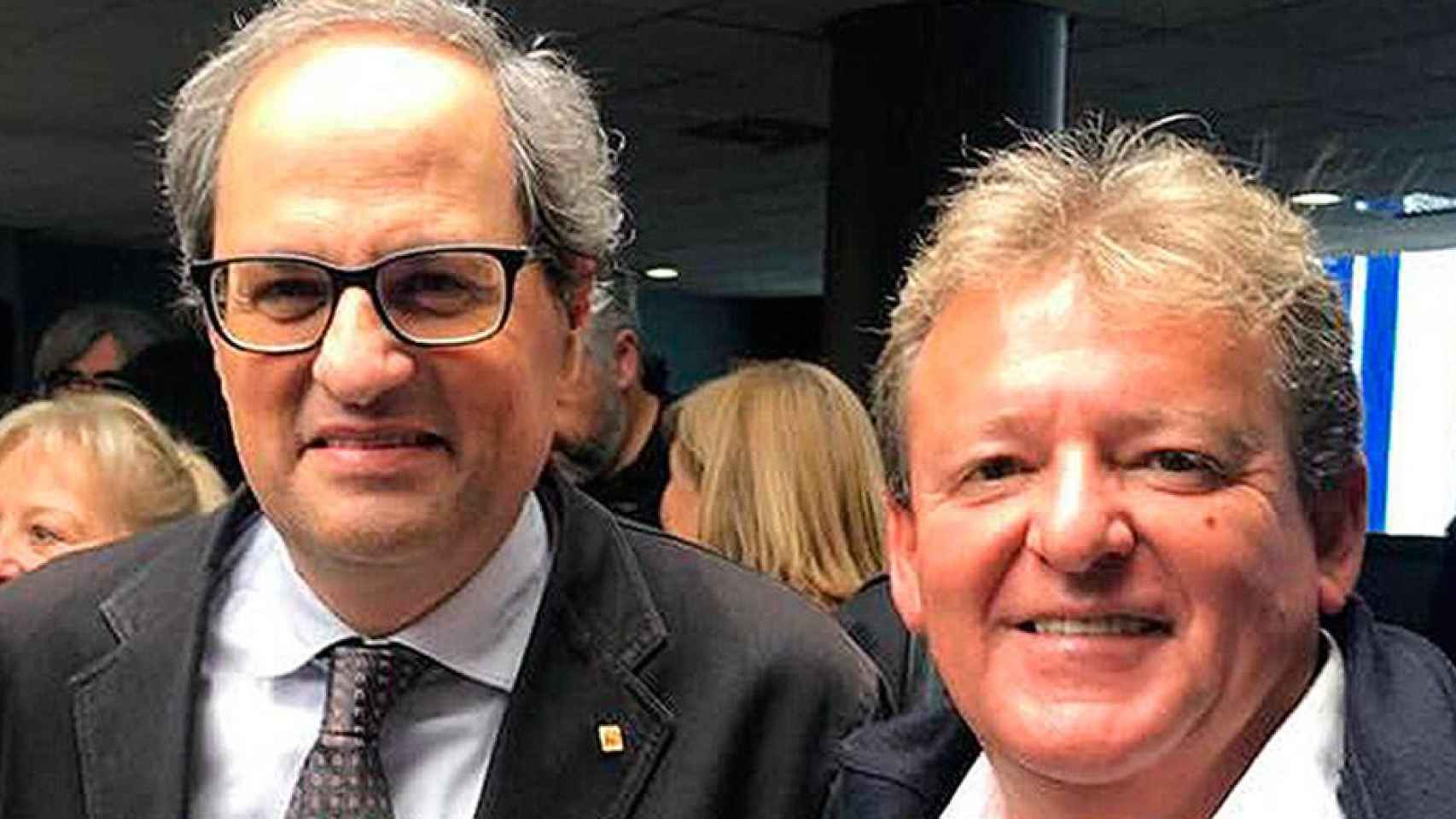 Miquel Àngel Martínez, ex alcalde de Sant Vicenç de Montalt (PDeCAT) investigado por supuesta malversación, con el presidente Quim Torra / TWITTER