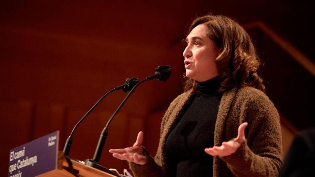 Ada Colau, exalcaldesa de Barcelona, durante un acto electoral de En Comú Podem