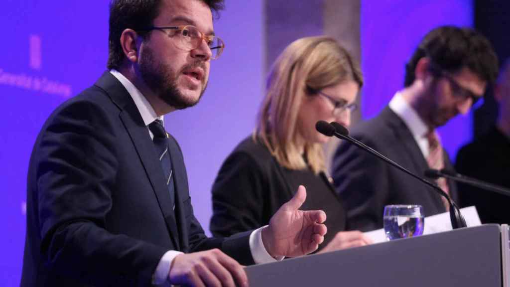 El vicepresidente Pere Aragonès mientras explica el proyecto de Presupuestos de 2019 / GENERALITAT