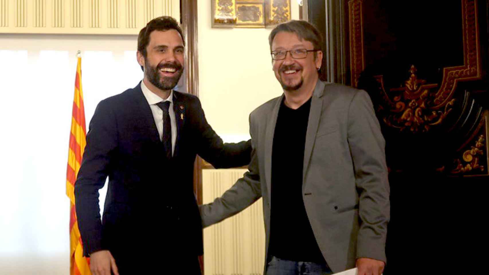 Roger Torrent con Xavier Domènech, líder de los 'comuns'