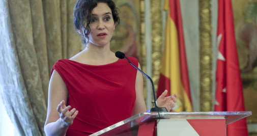 La presidenta de la Comunidad de Madrid, Isabel Díaz Ayuso, este lunes en rueda de prensa / EFE
