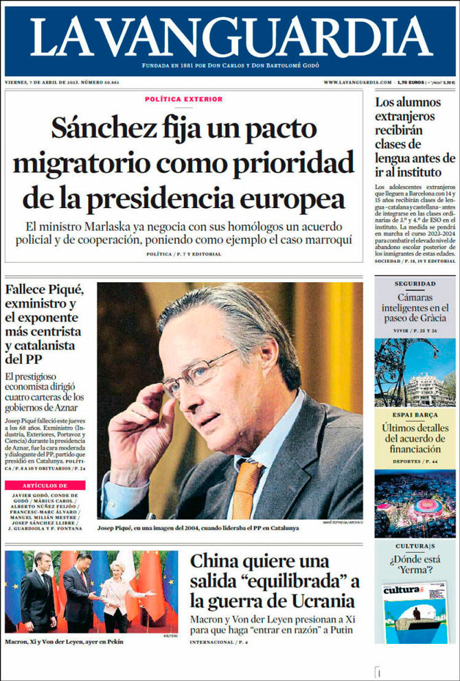 Portada de 'La Vanguardia' el 7 de abril de 2023 / Kiosko