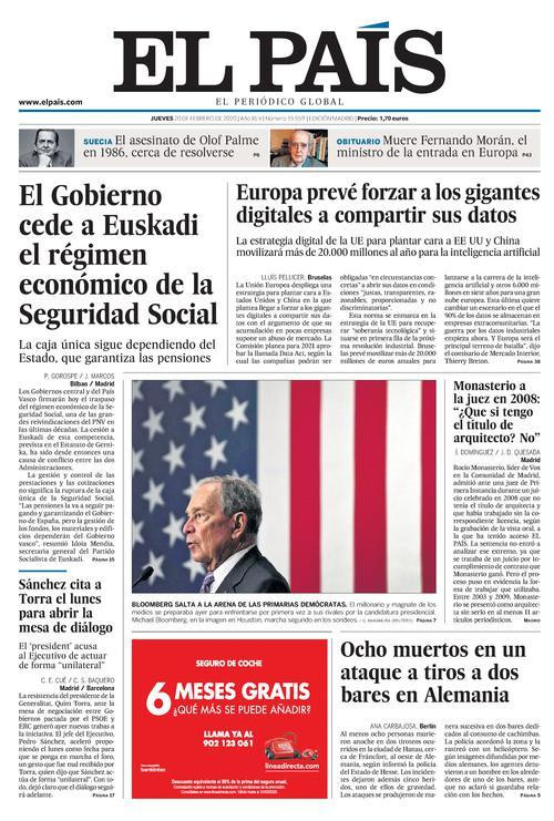 Portada de 'El País'