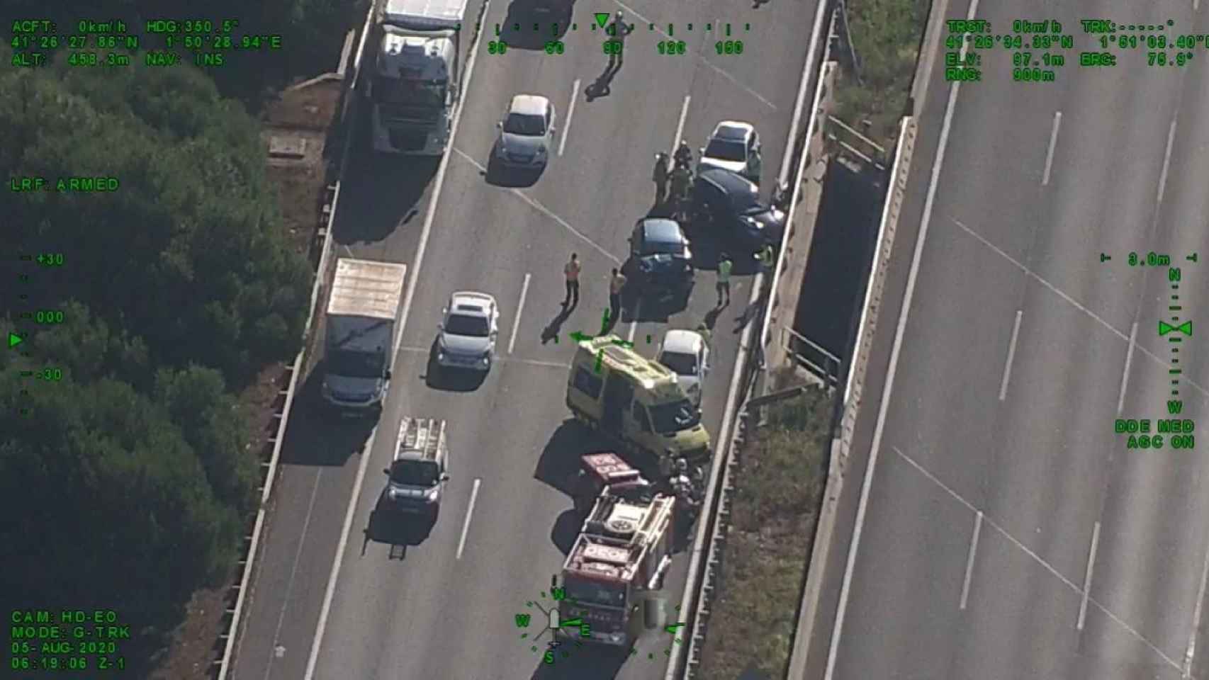 Un accidente en la autopista AP-7 a la altura de Gelida (Barcelona) / EP