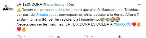 Mensaje de La Teixidora / TWITTER