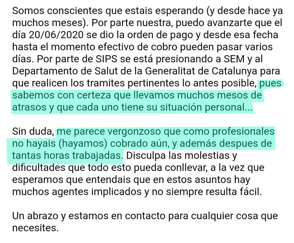 Un mensaje enviado a los psicólogos que trabajaron para la Generalitat durante la pandemia / CG