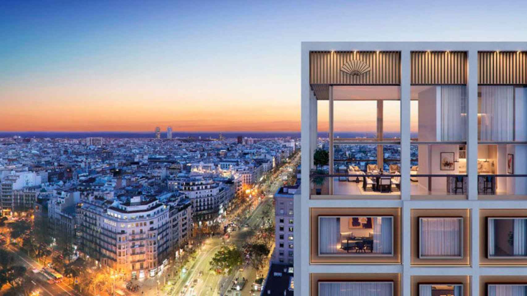 Recreación digital de las Mandarin Residences de Barcelona, situadas en el 111 del paseo de Gràcia / MO